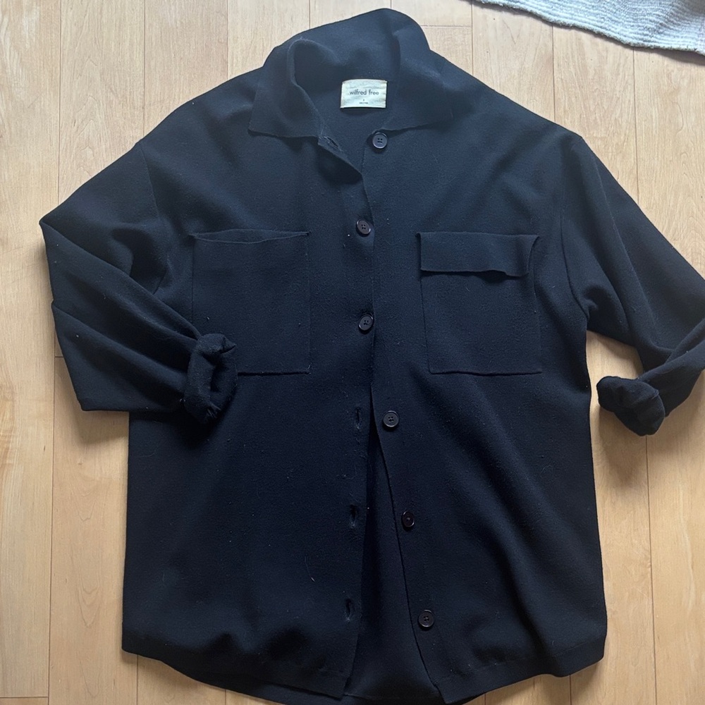 Aritzia Wilfred Midnight Black Button-Up Top